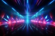 © pixeness - Modern futuristic neon light abstract background and Panoramic high speed technology concept