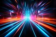 © pixeness - Modern futuristic neon light abstract background and Panoramic high speed technology concept