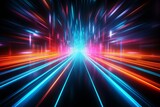 Fototapeta  - Modern futuristic neon light abstract background and Panoramic high speed technology concept