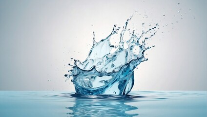  Water splashes in white background, with copy space.