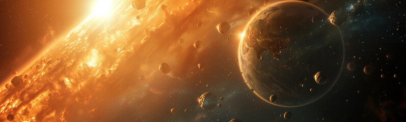 Planets, stars and galaxies in outer space showing the beauty of space exploration.
