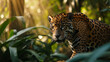 Jungle Jaunt: A Powerful Jaguar Prowling in the Dense Jungle