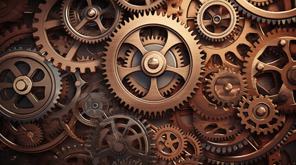 Wall Mural - Abstract gears and cogs working together