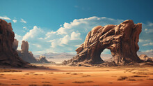 Surreal Desert Landscape With Rock Formations