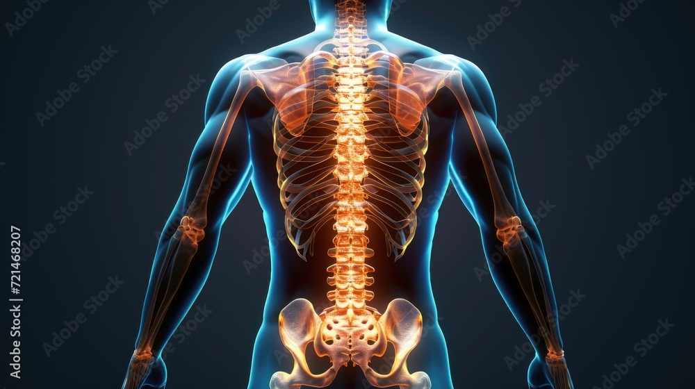 Human Spine and Skeleton Anatomy; Medical Illustration of Human Back ...