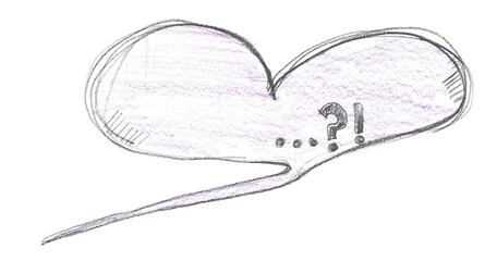 Wall Mural - Speech bubble in shape heart, hand draw, lead pencil