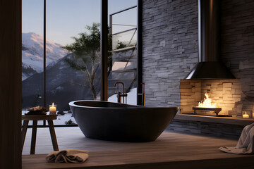 Wall Mural - A bathroom with a freestanding tub