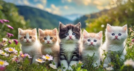 Wall Mural - Ai Generated Realistic Cute looking Adorable kittens