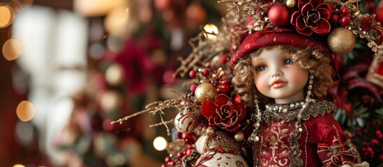 Wall Mural - Captivating Christmas Doll: A Timeless Vintage Effect for Old-World Charm