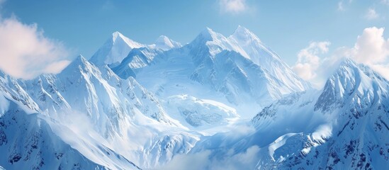 Poster - Mesmerizing Winter Wonderland: Snowy Mountain Peaks Await Traveling Adventurers in Breathtaking Winter Escapades