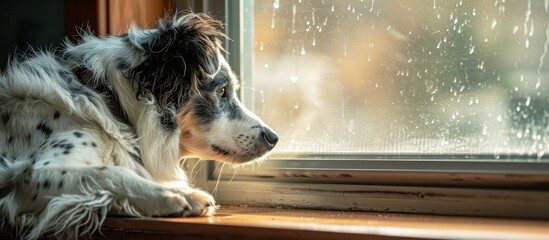 Wall Mural - Loyal Dog Patiently Waiting for Owner's Return - An Adorable Display of Canine Devotion as the Dog Continuously Awaits its Beloved Owner's Arrival