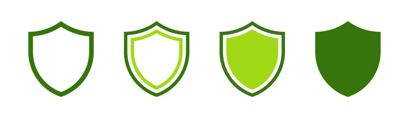Wall Mural - green shield icon set