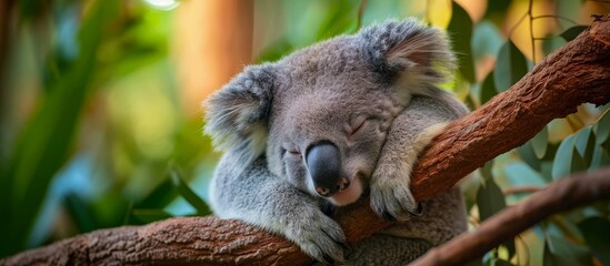 Sticker - Adorable Koala Taking a Relaxing Nap, Koalas Taking Naps, Koala Taking a Cozy Nap - Captivating Images of These Cute Creatures