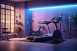 home fitness area with a  treadmill