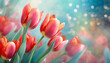 Wiosenne czerwone tulipany, pastelowe tło kwiatowe
