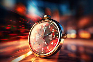 Vintage pocket watch with bokeh background. 3D rendering