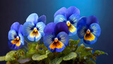Fototapeta Fototapeta w kwiaty na ścianę - Bratki niebieskie wiosenne kwiaty