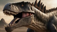 Tyrannosaurus Rex Dinosaur The Closeup View Of An Opened Mouth Dinosaur Was A Noble Creature That Walked In The Epic World,  