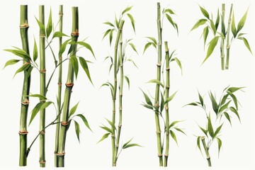 Wall Mural - A group of bamboo trees with vibrant green leaves. Perfect for adding a touch of nature and tranquility to any project