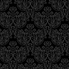  Vector damask vintage baroque ornament. Retro pattern antique style. Seamless floral pattern. Royal wallpaper. Gothic background. Vector black and white ornament
