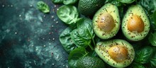 Nutrient-rich Avocado, A Versatile And Beloved Staple Food In Vegetarian And Vegan Nutrition, Is Highlighted In This Vibrant Photo Showcasing Its Natural Green Hue And Iconic Seed Nestled In The Cent
