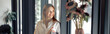 © Kostiantyn - Smiling woman manager standing with laptop in coworking and looking at side. Distance work concept