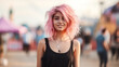 © Natalia Klenova - girl with pink hair having fun at the music festival