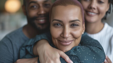 A powerful image of a cancer survivor embracing life, surrounded by supportive loved ones, symbolizing resilience and hope in the face of adversity on World Cancer Day.