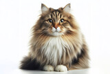 Fototapeta  - full body photo of a Norwegian Forest cat isolated on solid white background. ai generative