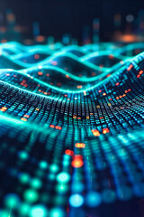 Digital Data Flow, Binary Coding in Cyberspace, Blue Abstract Technology Background
