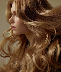 beautiful woman with healthy shiny long wavy hair