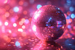 Mirrorball Magic: Disco Fever in Pink and Purple. Generative AI