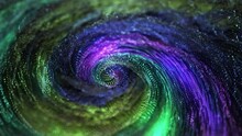 Abstract Spiral Particles Waving Background. Colorful Particles And Rotating Background. 3D Rendering.