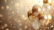 © olegganko - Festive background with glitter balloons, gold glitter confetti and plenty of space for text