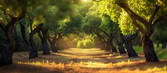 Canvas Print - Bountiful Pistachio Trees Flourish in the Vibrant Orchard During Spring at Pistachio Farms