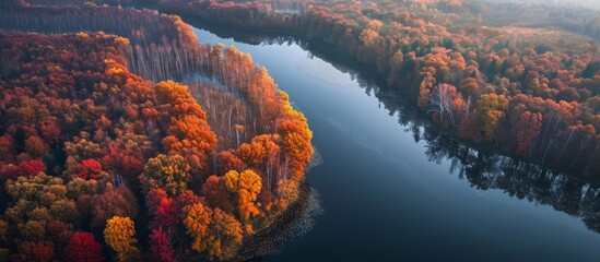 Canvas Print - Awe-Inspiring Autumn Scenery From Above: Captivating Scenery, Majestic Autumn Colors, and Breathtaking Views Above the Scenery, Autumn, and Above