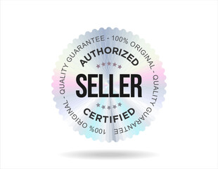 Wall Mural - authorized seller certified gold stamp on white background