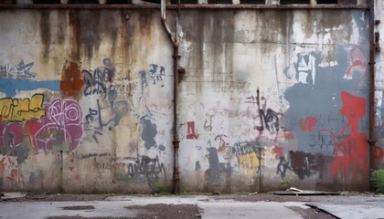 Wall Mural - abstract graffiti on the wall of an abandoned factory, industrial background