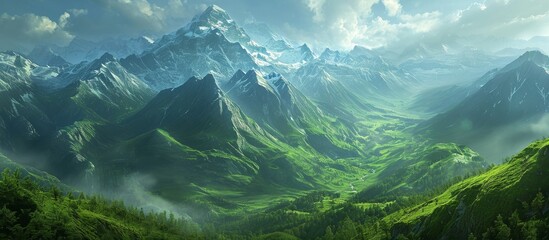 Wall Mural - Captivating Beauty: Majestic Scenic Mountain Vistas in Stunning Landscape