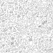© Anastasia - Cool doodle seamless pattern background with different elements. childish hand drawn wallpaper, Print and make a greeting card or wrapping paper for your needs