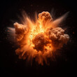 Massive fire explosion isolated on black background