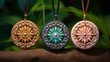 
Scenes of a mandala medallion pendant necklace, capturing the intricate and symbolic nature of boho jewelry.