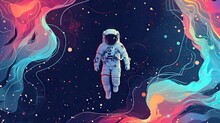 Vector Illustration Pastel Color Of Space Astronauts And Galaxy Background.