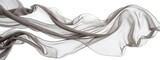 Fototapeta Łazienka - Flying gray silk chiffon fabric on a white background. Weightless silk fabric.