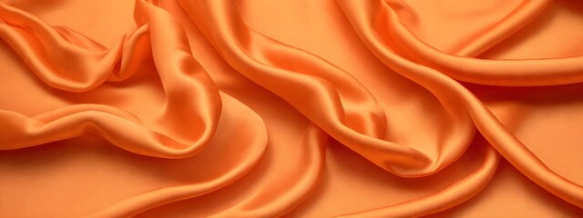 Orange abstract silk fabric texture for background. Colorful matte background with space for design. Tinted canvas fabric. Silk satin fabric.