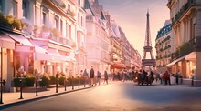 The Essence Of Paris Is Portrayed Through An Illustration That Showcases Its Vibrant Landmarks Bathed In Pastel And Radiant Shades.