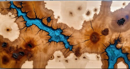 Table top made of slab and epoxy resin. The surface of the old brown wood texture, top view brown pine wood paneling. Top view of the tabletop.