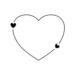 Canvas Print - simple romantic heart-shaped frame – modern and decorative black frame isolated on a transparent bac