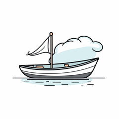 Boat in cartoon, doodle style. Image for t shirt. Isolated 2d vector illustration in logo, icon, sketch style, Eps 10. AI Generative