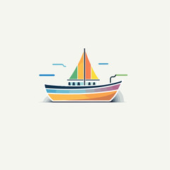 Boat in cartoon, doodle style. Image for t shirt. Isolated 2d vector illustration in logo, icon, sketch style, Eps 10. AI Generative